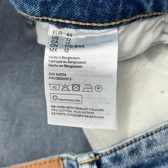 H&M &Denim Straight High Waist Ankle Length Light Wash Cotton Denim Jeans 12 - Picture 6 of 10